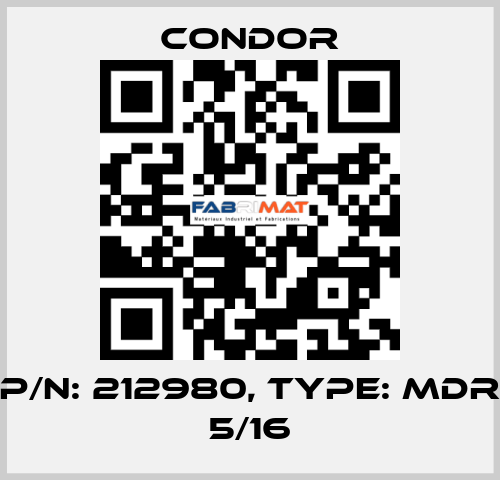 P/N: 212980, Type: MDR 5/16 Condor