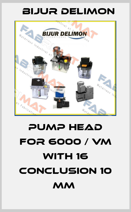 Pump head for 6000 / VM with 16 conclusion 10 mm  Bijur Delimon