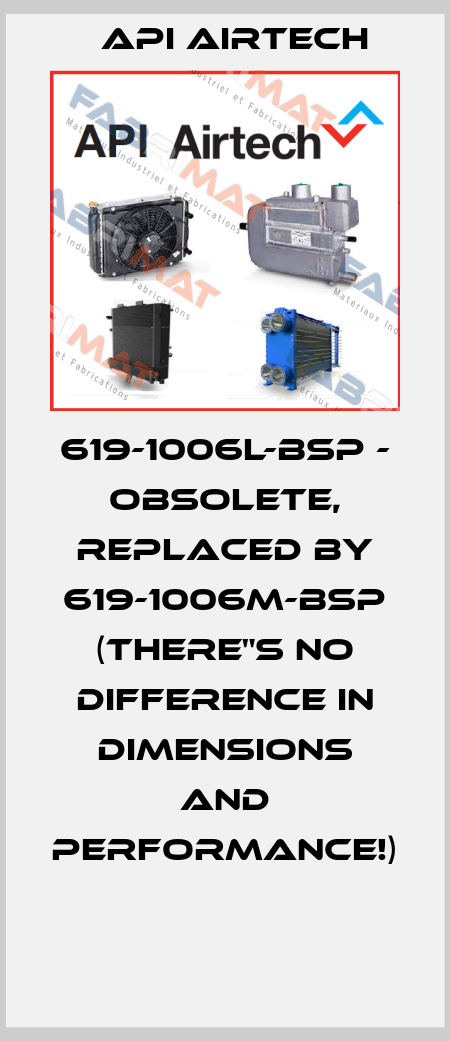 619-1006L-BSP - obsolete, replaced by 619-1006M-BSP (there"s no difference in dimensions and performance!)  API Airtech