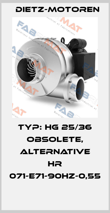 Typ: HG 25/36 obsolete, alternative HR 071-E71-90Hz-0,55  Dietz-Motoren