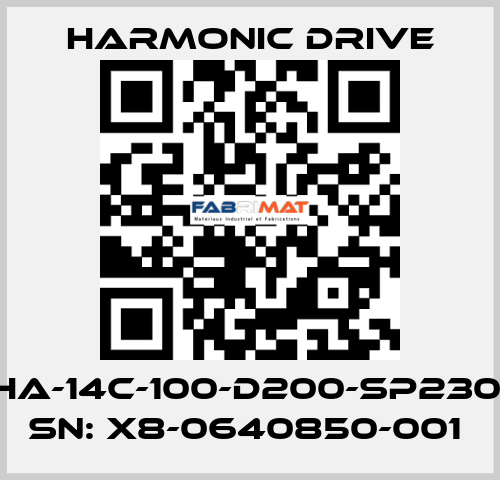 FHA-14C-100-D200-SP230V SN: X8-0640850-001  Harmonic Drive