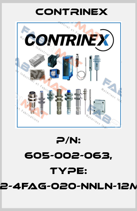 p/n: 605-002-063, Type: S12-4FAG-020-NNLN-12MG Contrinex