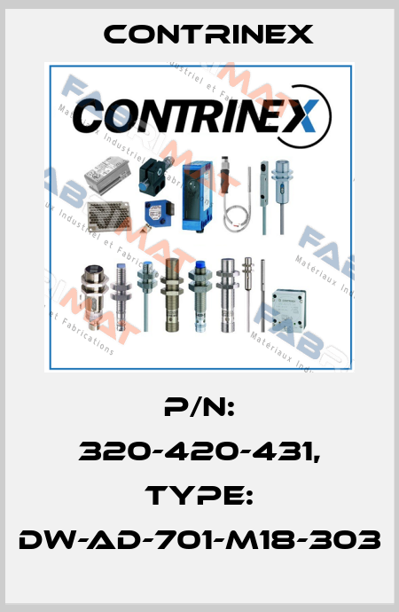 p/n: 320-420-431, Type: DW-AD-701-M18-303 Contrinex