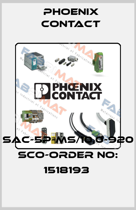 SAC-5P-MS/10,0-920 SCO-ORDER NO: 1518193  Phoenix Contact