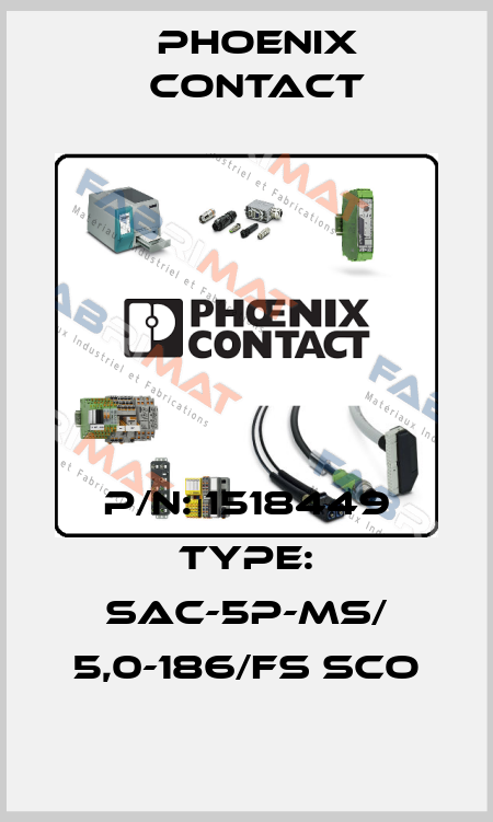 P/N: 1518449 Type: SAC-5P-MS/ 5,0-186/FS SCO Phoenix Contact