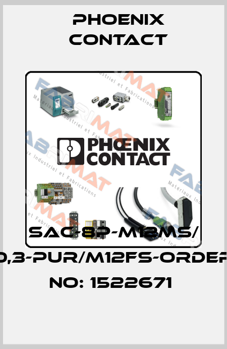 SAC-8P-M12MS/ 0,3-PUR/M12FS-ORDER NO: 1522671  Phoenix Contact