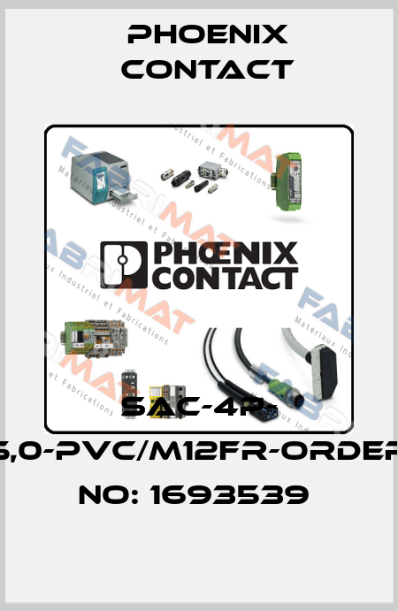 SAC-4P- 5,0-PVC/M12FR-ORDER NO: 1693539  Phoenix Contact