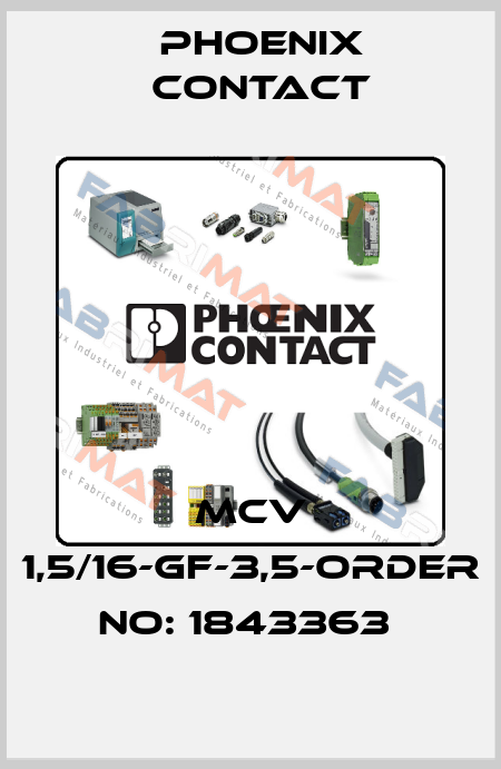 MCV 1,5/16-GF-3,5-ORDER NO: 1843363  Phoenix Contact