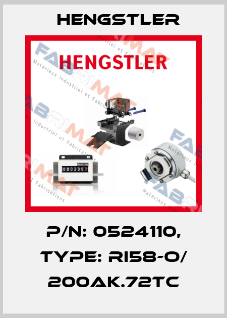 p/n: 0524110, Type: RI58-O/ 200AK.72TC Hengstler