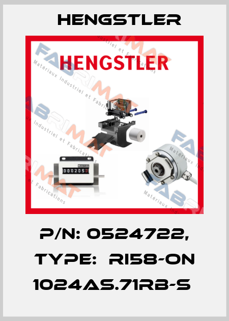 P/N: 0524722, Type:  RI58-ON 1024AS.71RB-S  Hengstler