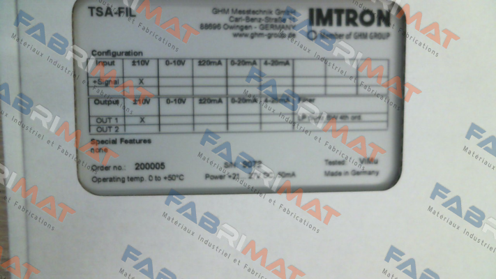 501542 TSA-FIL1-V1-5K-BW-V1 Imtron
