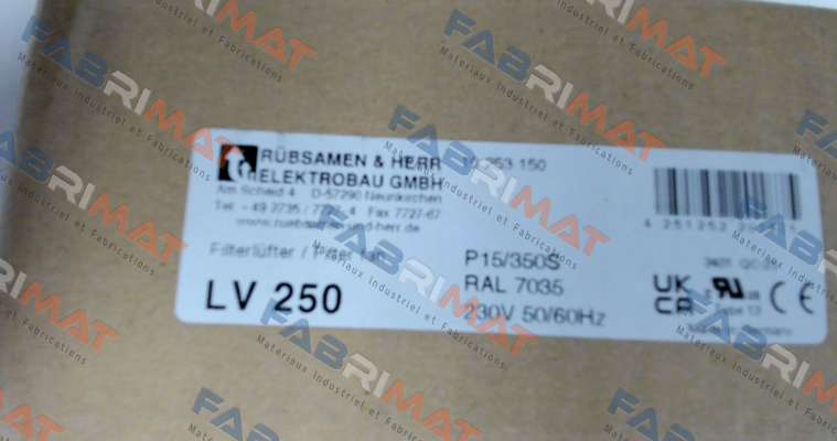 LV 250 Light gray RAL 7035 - 230V AC Rübsamen & Herr