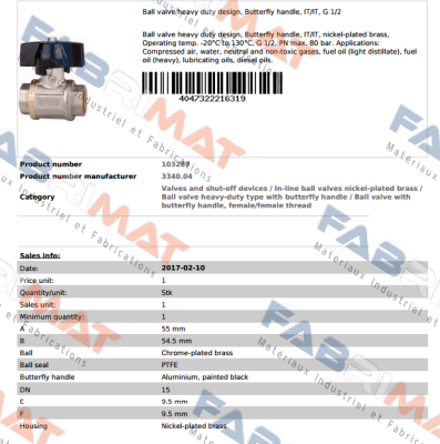 P/N: 103289 Type: 3340.04  Riegler