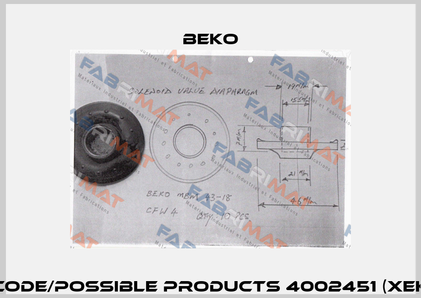 MBM 43-18 CFW4 MA customized code/possible products 4002451 (XEKA00020) or 2000439 (XEKA00019) Beko