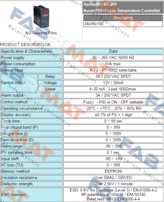 MT-20-V Fotek