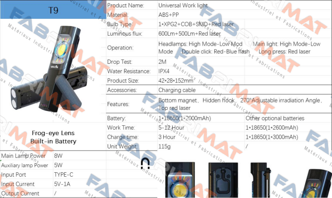 T9 Universal Work light WARSUN
