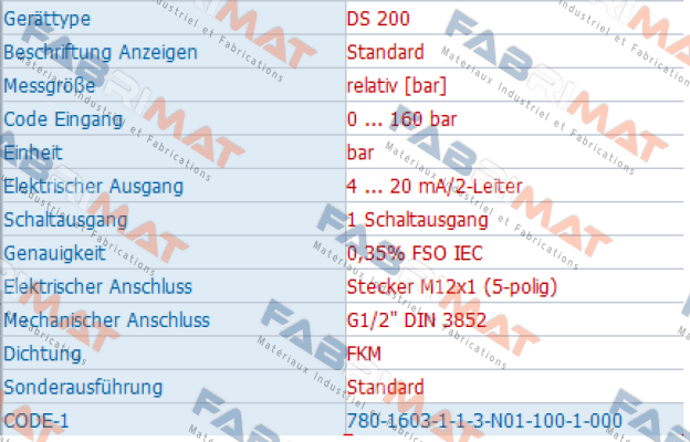 DS200 780-1603-1-1-3-N01-100-1-000 Bd Sensors