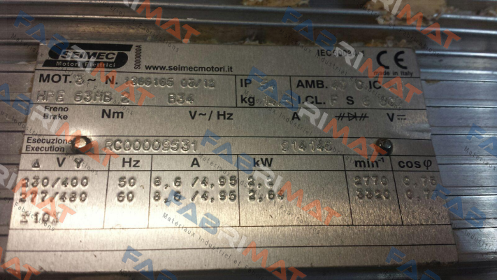 HPE63MB 2 B34  , Nr: 1366165  OEM Seimec (Rossi)