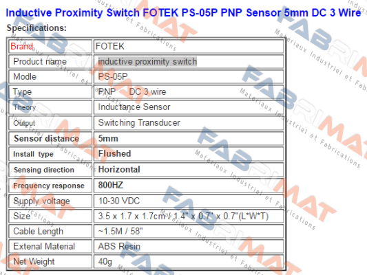 PS-05P Fotek