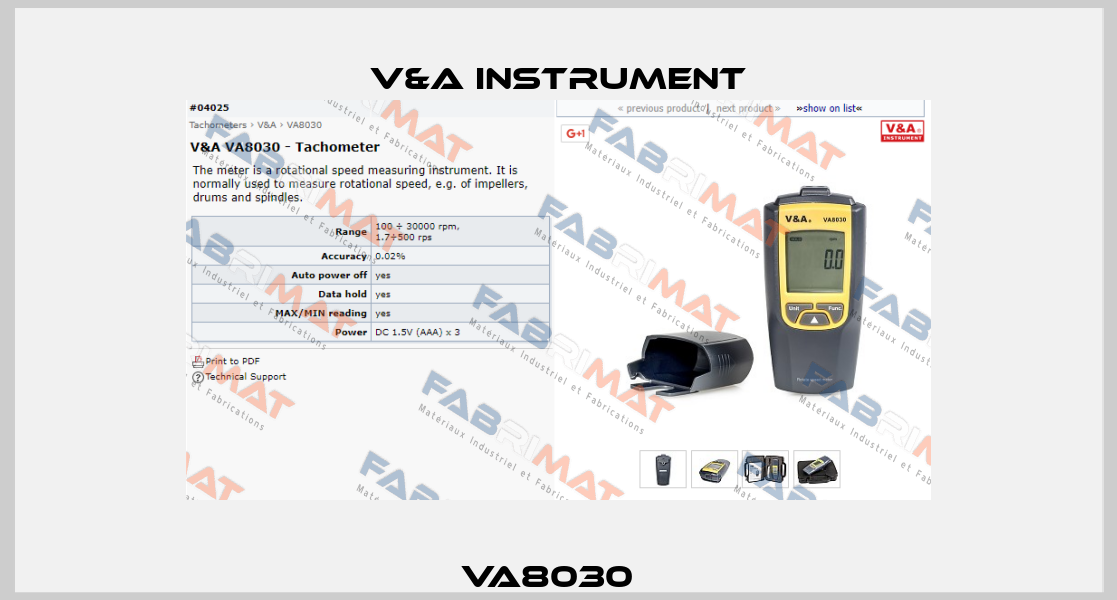 VA8030   V&A Instrument
