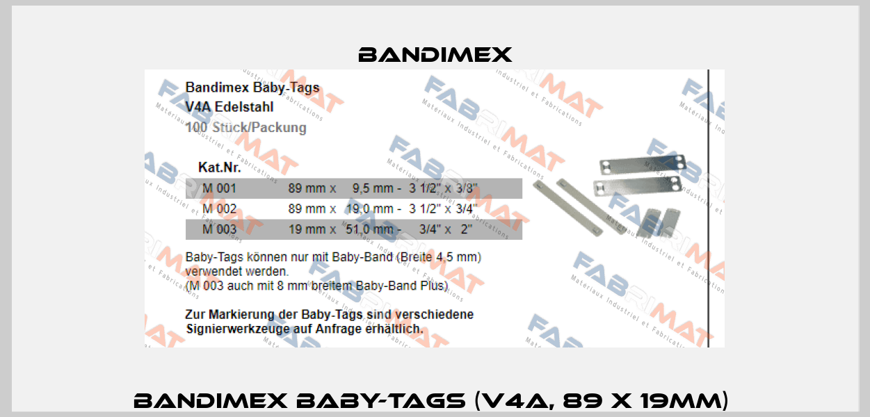 Bandimex Baby-Tags (V4A, 89 x 19mm)  Bandimex