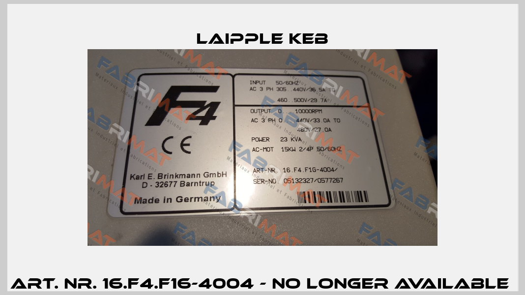 Art. Nr. 16.F4.F16-4004 - no longer available  LAIPPLE KEB