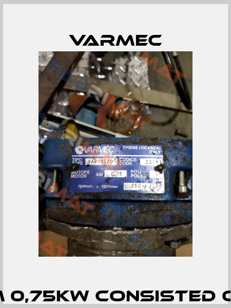 VAR 1070  , ALTERNATIVE :  MVAR10/0 350-1750Upm 0,75kW consisted of :VCRG10/0350 B5-80B5  and TC3080B4-B5 PTC  Varmec