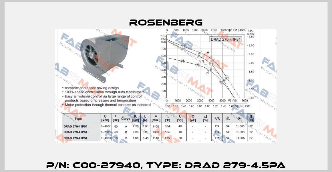 P/N: C00-27940, Type: DRAD 279-4.5PA Rosenberg