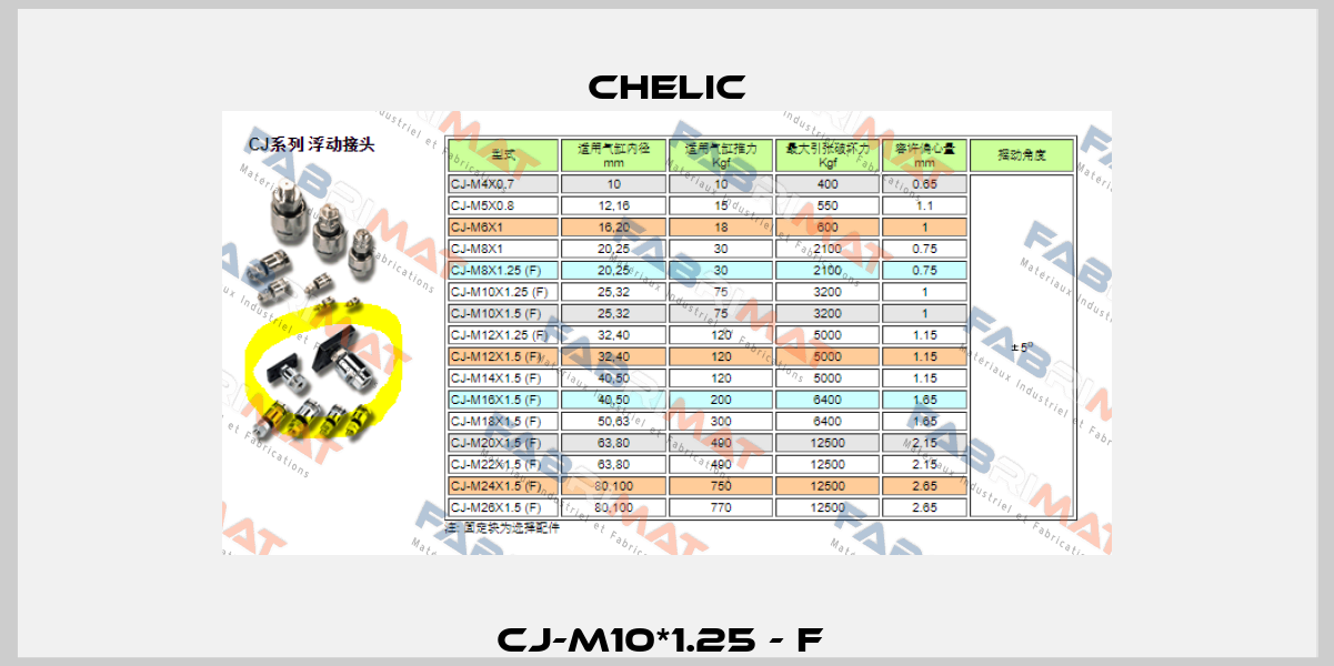 CJ-M10*1.25 - F  Chelic