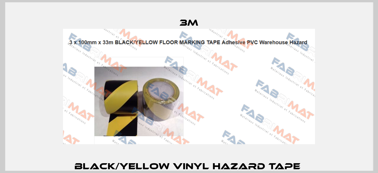 Black/Yellow Vinyl Hazard Tape  3M