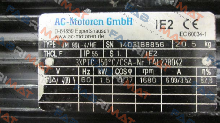 JM 90L-4/HE old code, new code FCA 90 L-4/HE AC Motoren