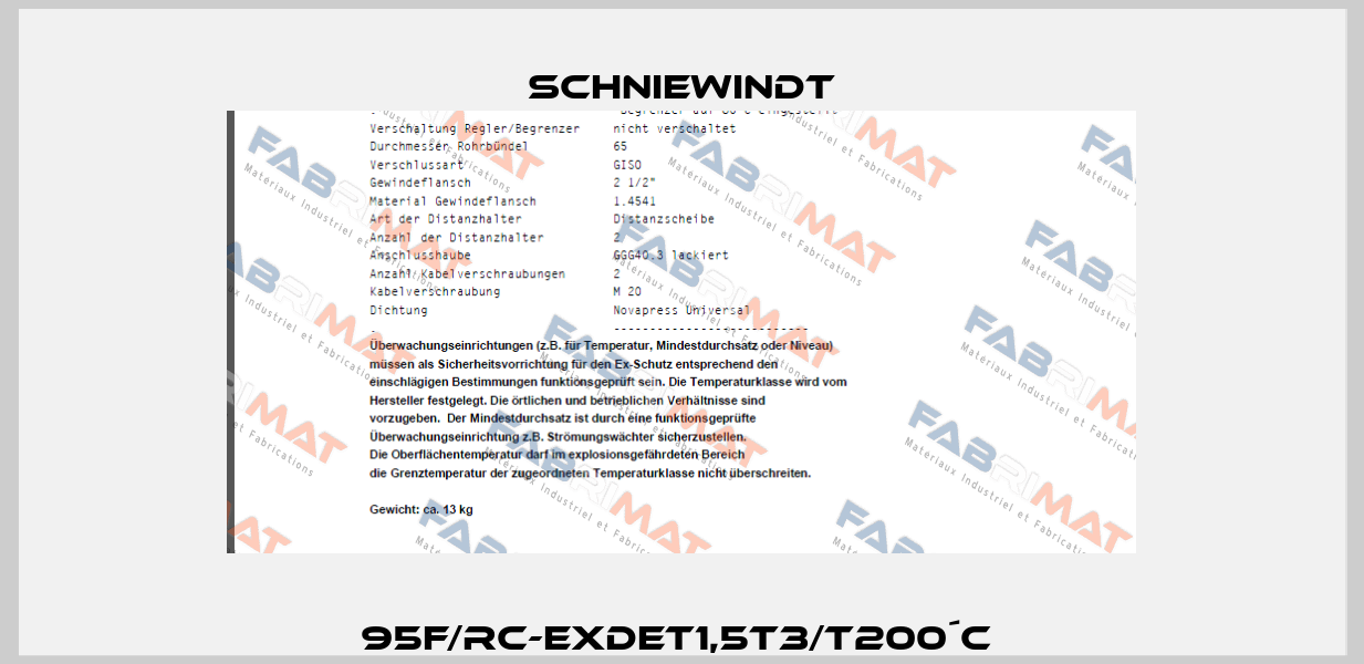 95F/RC-Exdet1,5T3/T200´C  Schniewindt