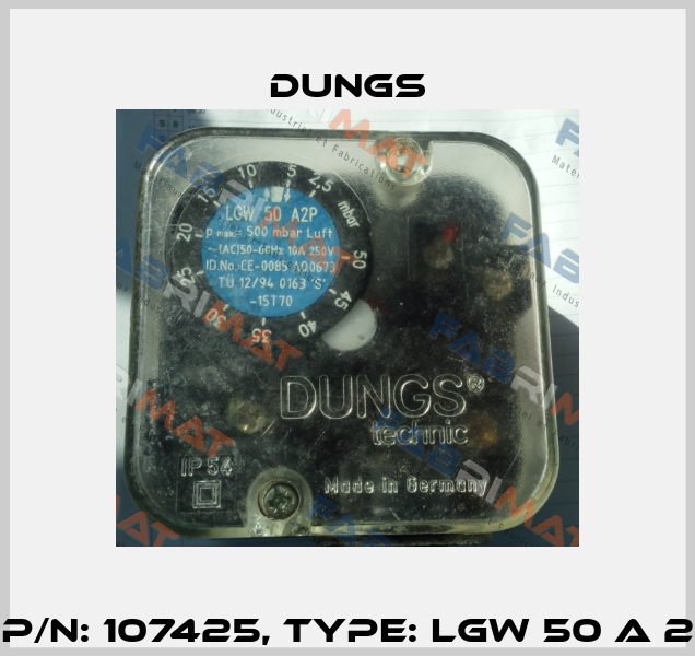 P/N: 107425, Type: LGW 50 A 2 Dungs