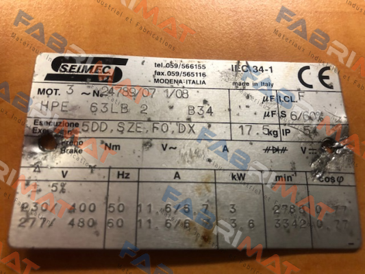 24789/07 1/08 replacement  Cod.RC00009101  Seimec (Rossi)