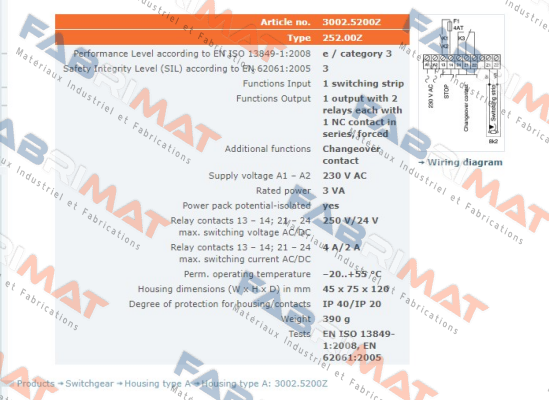 P/N: 3002.5200Z Type: 252.00Z Gelbau