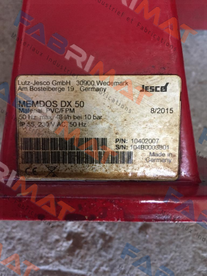 P/N: 10402007 S/N: 104B0003801 Jesco