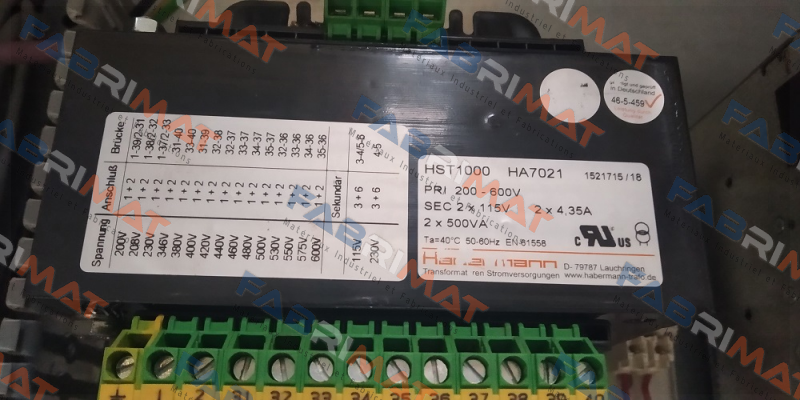 P/N: HA7021 Type: HST 1000 HABERMANN