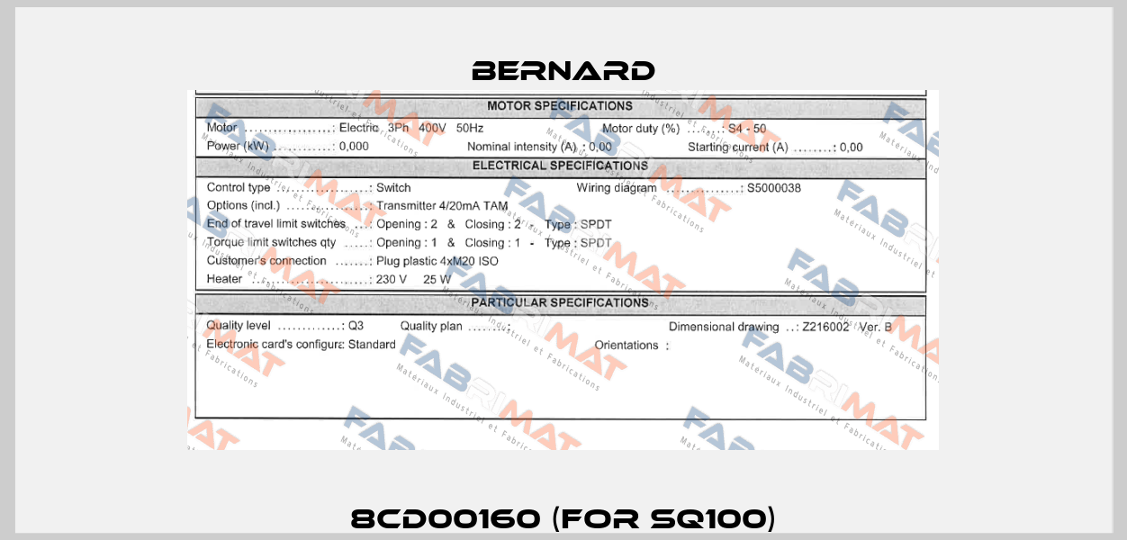 8CD00160 (for SQ100) Bernard