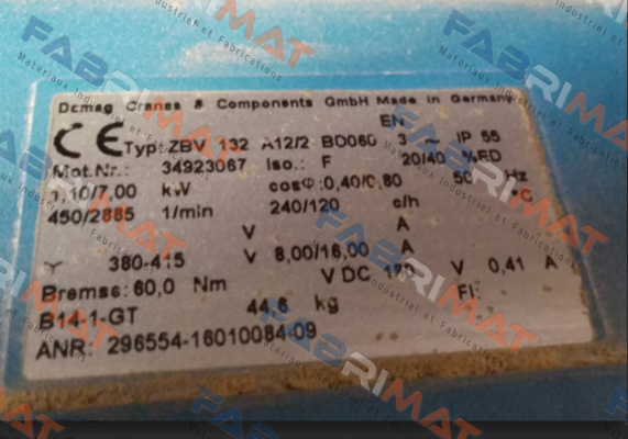 ZBV 132 A12/2  B0060 Mot Nr - 34923067 Demag