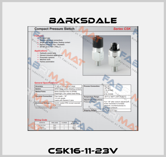 CSK16-11-23V Barksdale