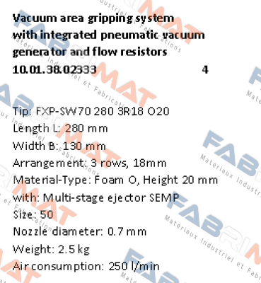 Typ: FXP-SW70 280 3R18 O20 Schmalz