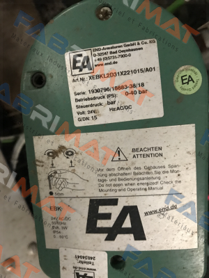 XEBKL2D31X221015/A01 (OEM) End Armaturen
