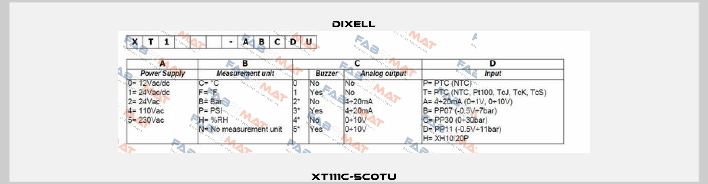 XT111C-5C0TU Dixell