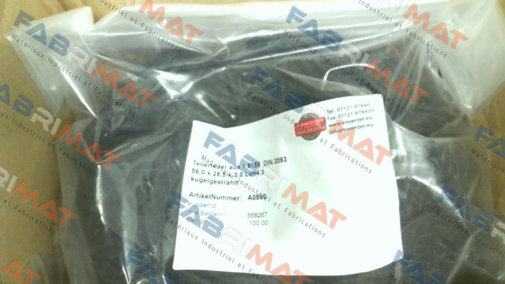 A0560  (Disc spring made of 1.8159 DIN 2093)  (package of 100 pcs) Mubea