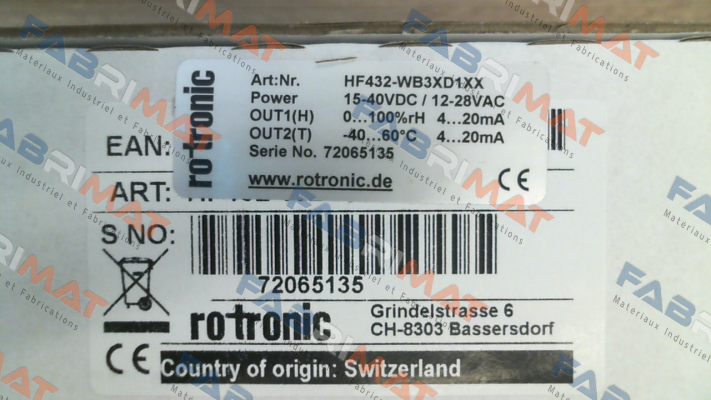 HF432- WB3XD1XX Rotronic