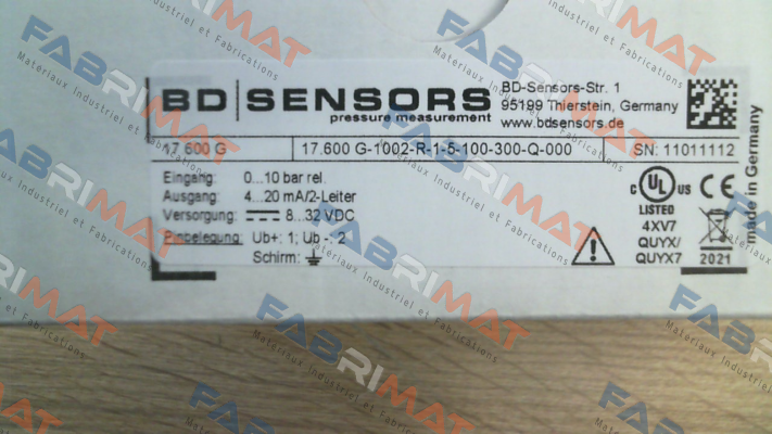 17.600G-1002-R-1-5-100-300-Q-000 Bd Sensors