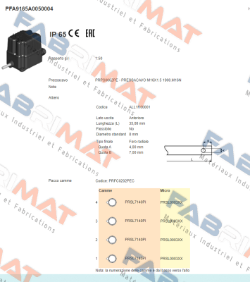 PFA9165A0050004 Ter Tecno Elettrica Ravasi