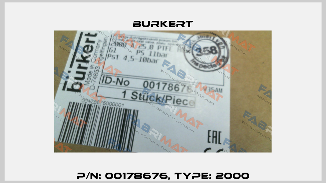 P/N: 00178676, Type: 2000 Burkert