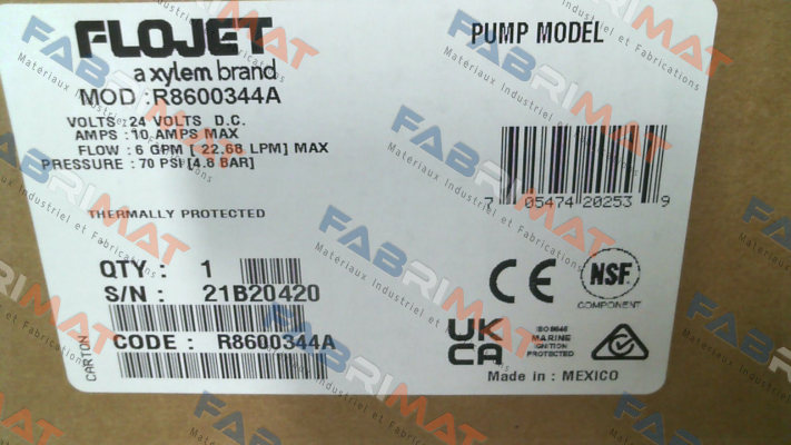 R8600344A Flojet Pump