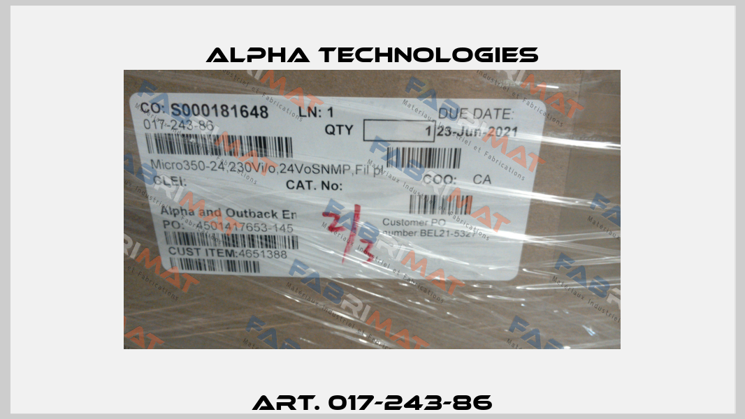 Art. 017-243-86 Alpha Technologies